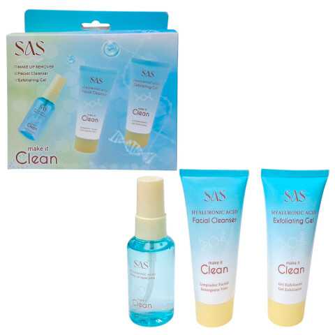 SAS Kit Desmaquillante + limpiador facial + gel exfoliante Sas Kit Desmaquillante + Limpiador Facial + Gel Exfoliante