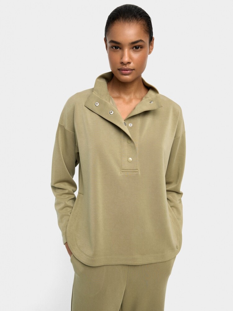 Sudadera Con Botones Tacto Suave caqui