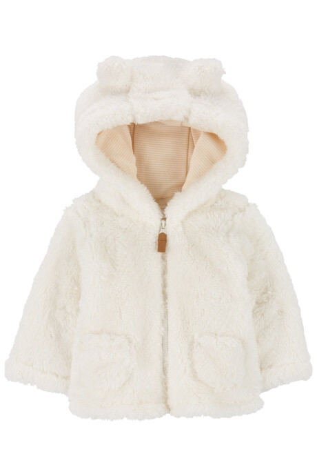 Campera de sherpa, con capucha, marfil Campera de sherpa, con capucha, marfil