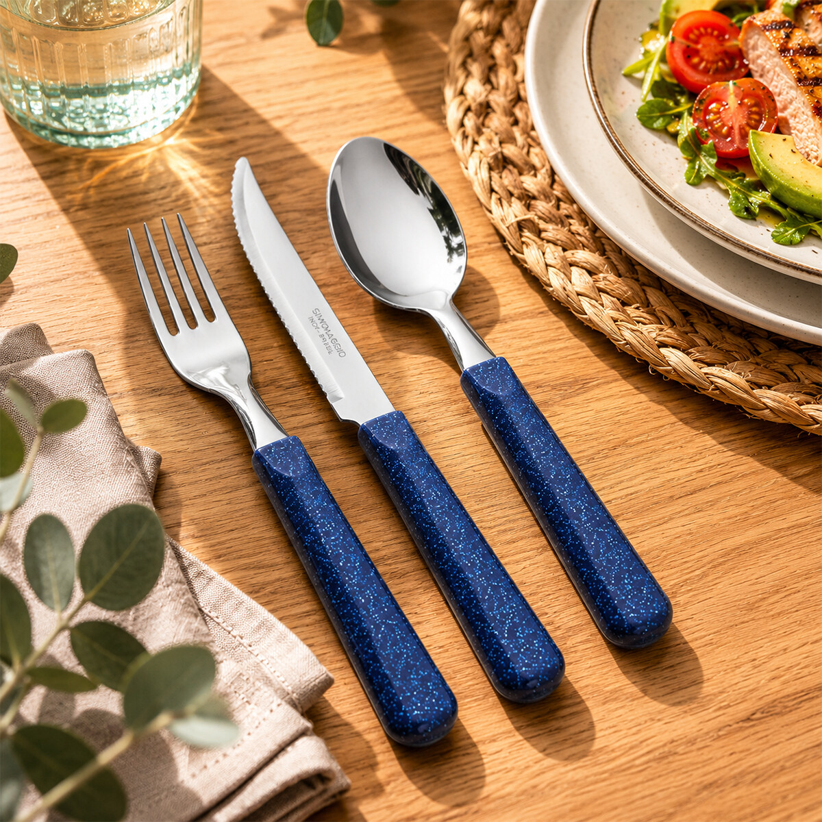 Set X3 Cubiertos Glow de Simonaggio - AZUL 