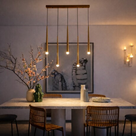 Colgante Led cinco luces lineales tubular 25W Colgante Led cinco luces lineales tubular 25W