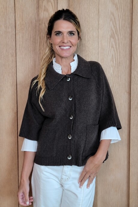 Cardigan Manchester Lambswool Chocolate