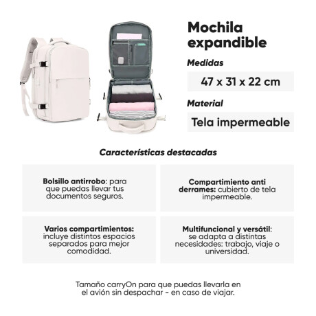 Mochila expandible para viajar Beige