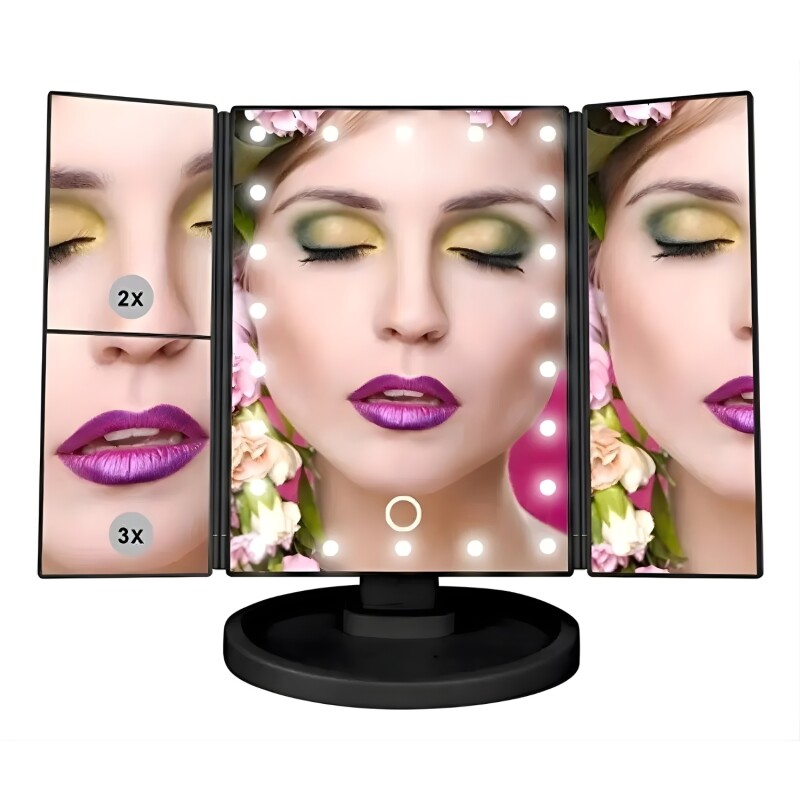 Espejo de Maquillaje Multiple y plegable táctil con Luz Led Espejo de Maquillaje Multiple y plegable táctil con Luz Led