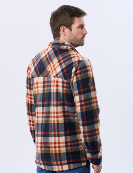 CAMPERA POLAR A CUADROS Azul