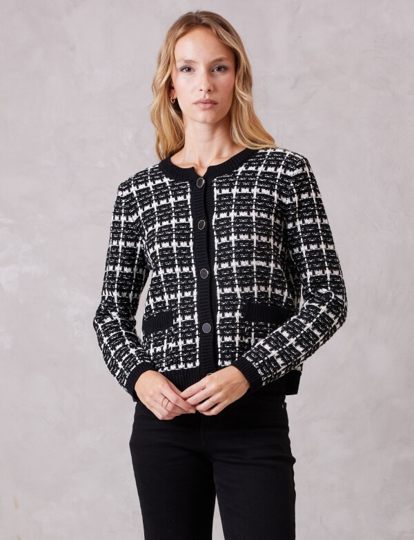 Cardigan Houndstooth NEGRO/BLANCO
