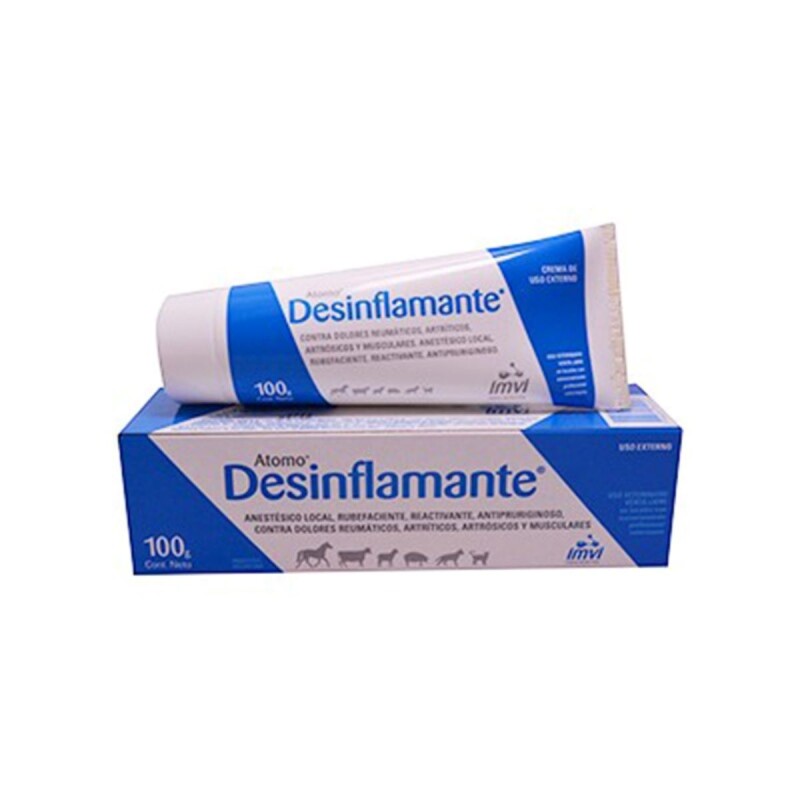 ATOMO DESINFLAMANTE POMO - CREMA VETERINARIA ANESTÉSICA Y RUBEFACIENTE- 100 GR ATOMO DESINFLAMANTE POMO - CREMA VETERINARIA ANESTÉSICA Y RUBEFACIENTE- 100 GR