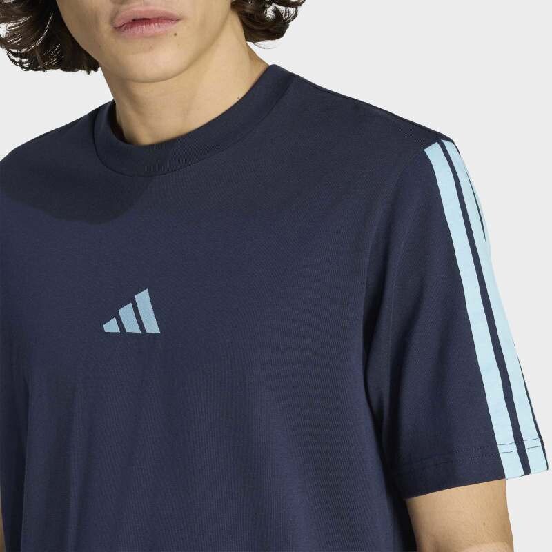 Remera Adidas Essentials 3 Rayas Azul