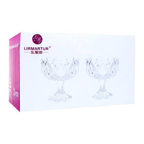 Set de 2 bowls con pie de vidrio labrado 788ml Set de 2 bowls con pie de vidrio labrado 788ml