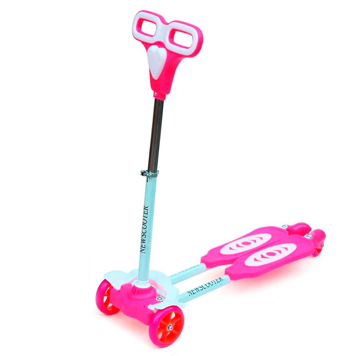 Monopatín Tripatín Tijera Regulable 4 Ruedas Infantil - Rosa 