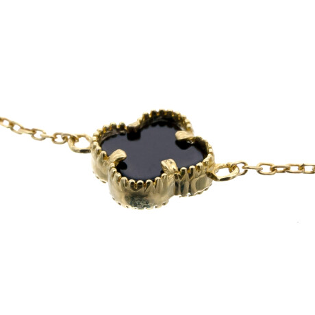 Pulsera FLOR de oro 9 ktes y ONIX Pulsera FLOR de oro 9 ktes y ONIX