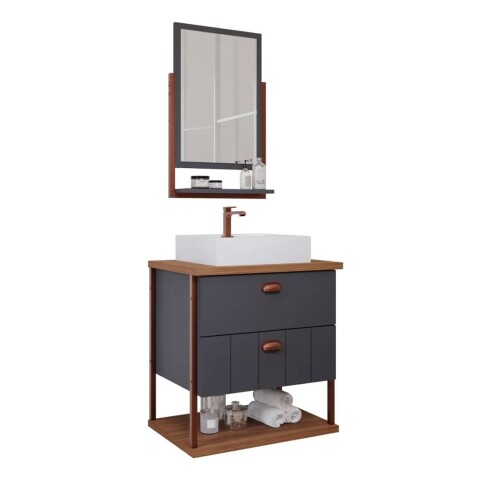 Juego De Muebles De Baño Uni Con Espejo, 60 Cm, Mgm Dark Gray Mobile Juego De Muebles De Baño Uni Con Espejo, 60 Cm, Mgm Dark Gray Mobile