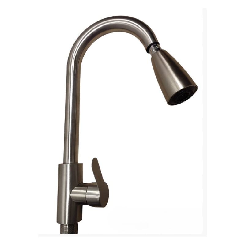 Grifo de cocina gourmet extensible de una sola manija Gris Inox