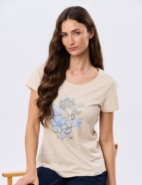 REMERA ESTAMPADA DE ALGODÓN Beige