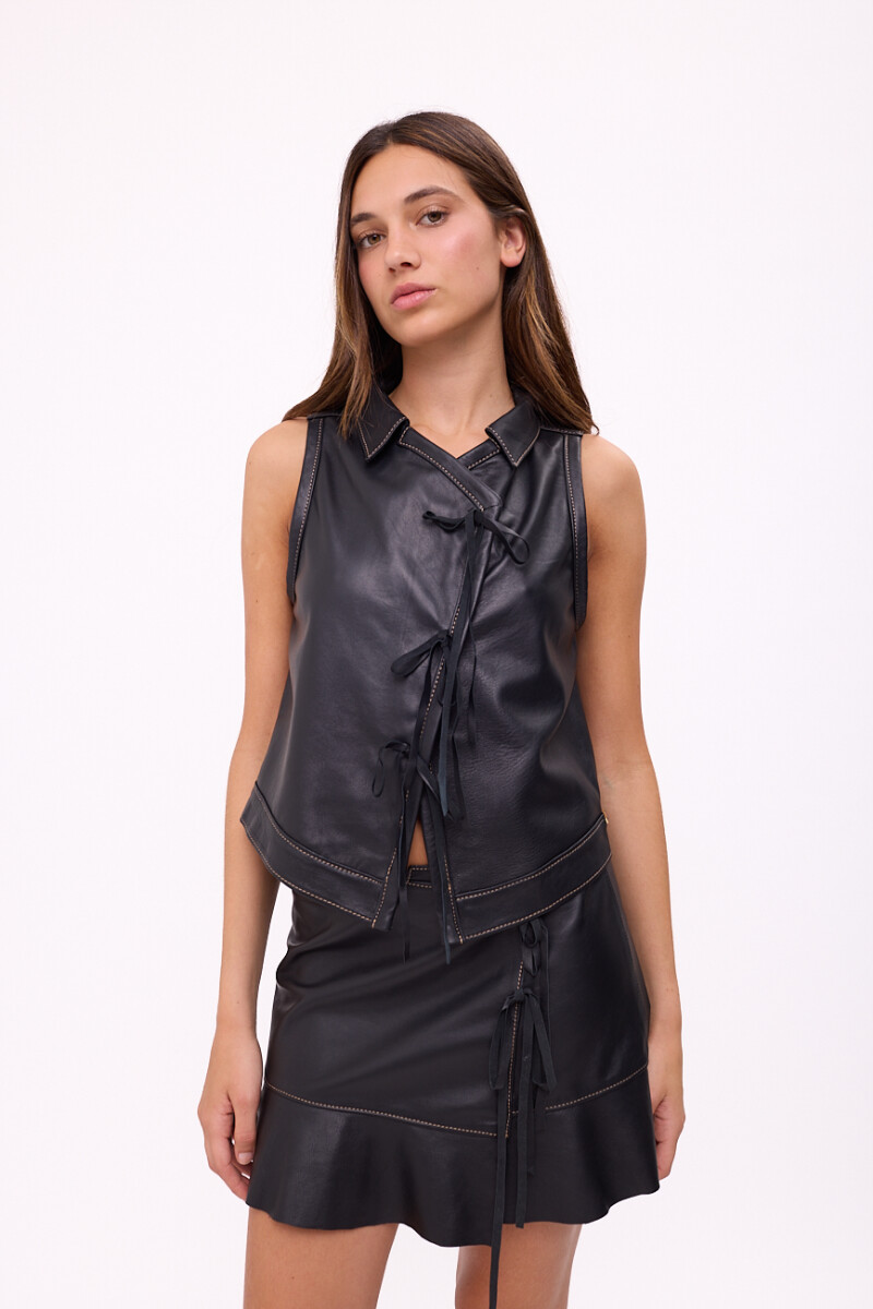 FALDA JAPONA COURO Negro