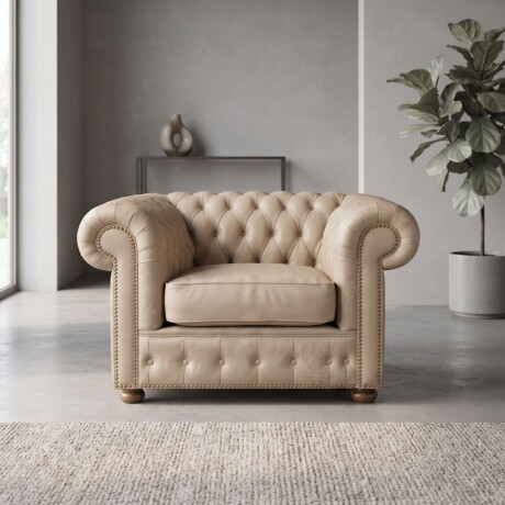 Sofá Chesterfield Novo - Cuero Básico - 1 cuerpo Arena - (Preventa)