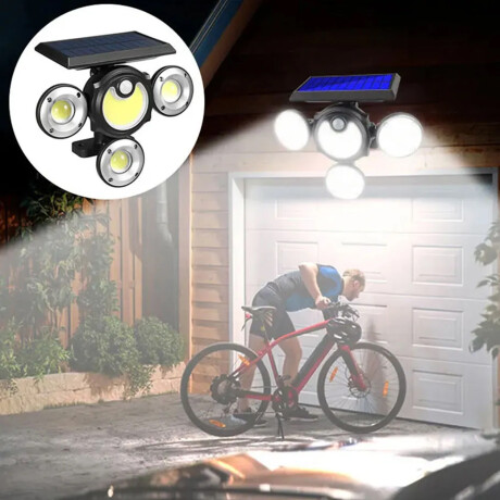 Foco Solar de Exterior 4 Paneles Led Ajustables c/Sensor Mov Negro