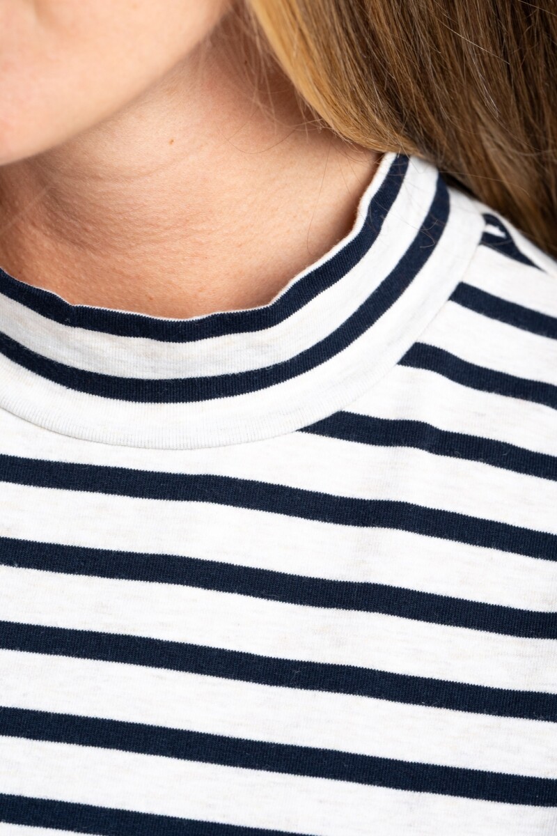 Polera Alogodón Elastano Rayada Nacar