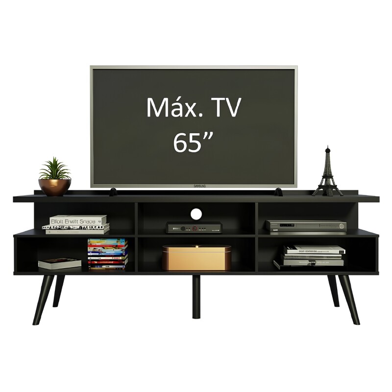 Rack TV Lumax Londres hasta 65" con Cajones y Estantes Negro