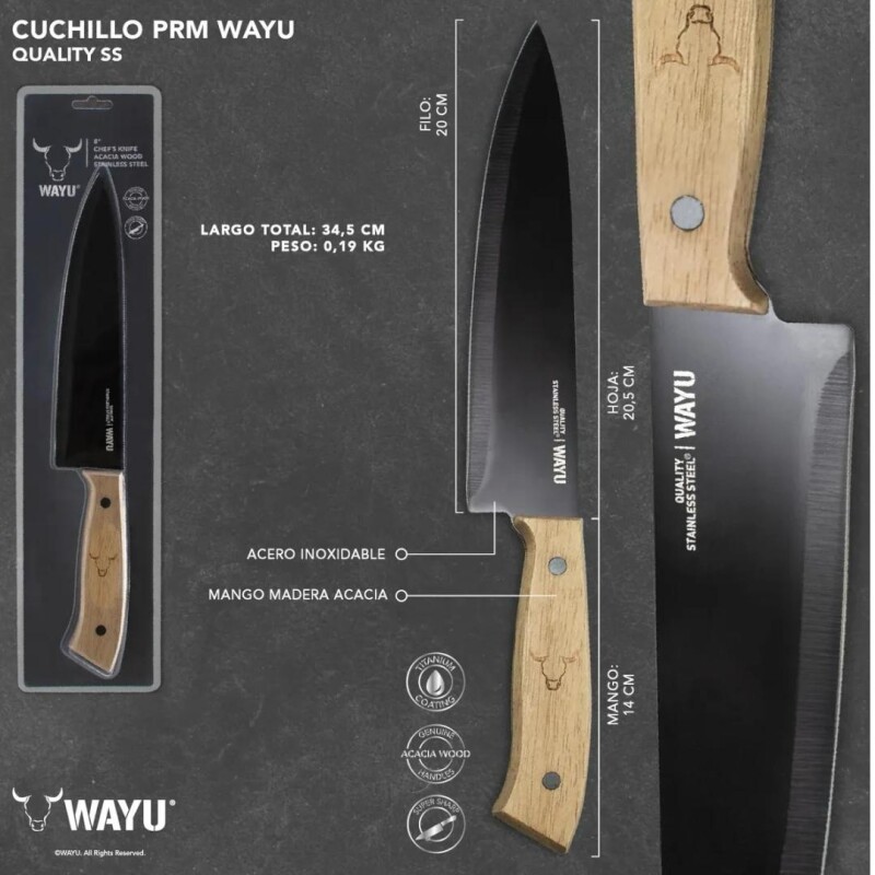 Cuchillo De Chef 8" Mango De Madera Wayu Cuchillo De Chef 8" Mango De Madera Wayu