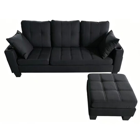 SOFÁ SILLÓN CON CHAISE negro