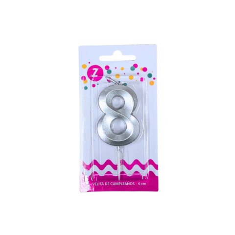 Vela 3D Plata N°8 Vela 3D Plata N°8