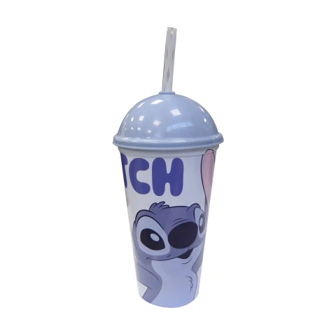 Vaso Plástico Milk Shake con Pajita Stitch 500 ml U