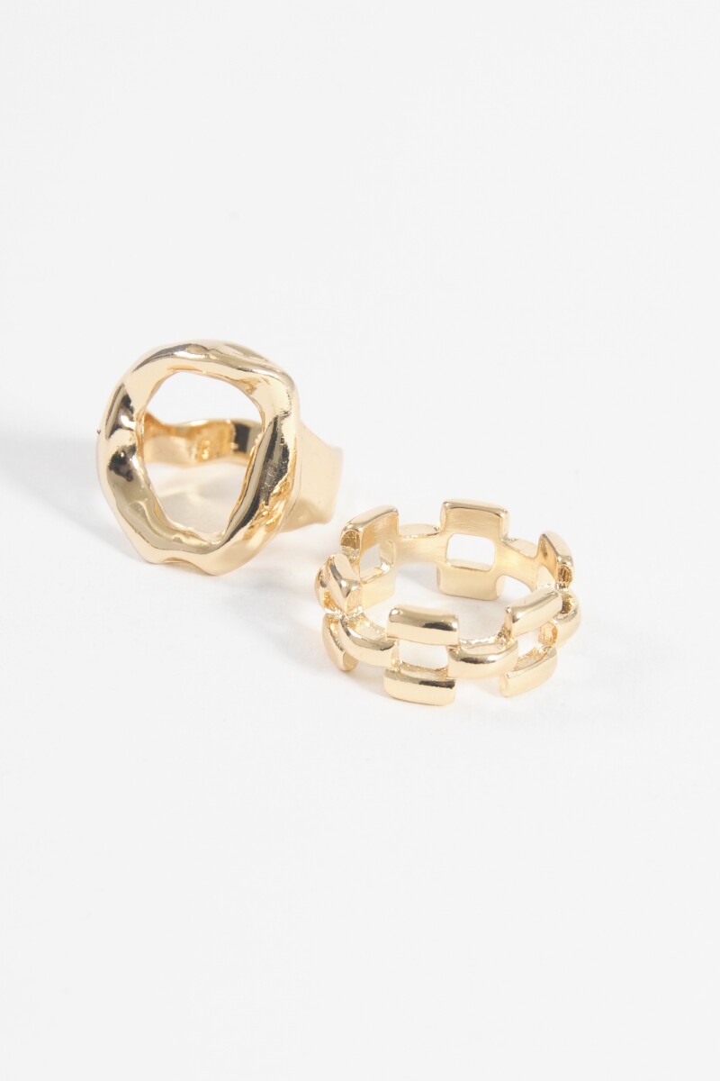 Set anillos metálicos irregular dorado