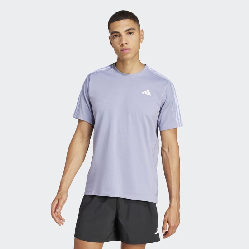 Remera Adidas Own the Run 3 Rayas Violeta