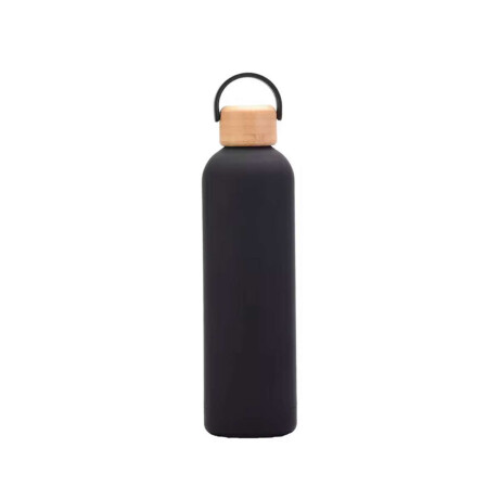 Botella con tapa de madera 750ml Negro