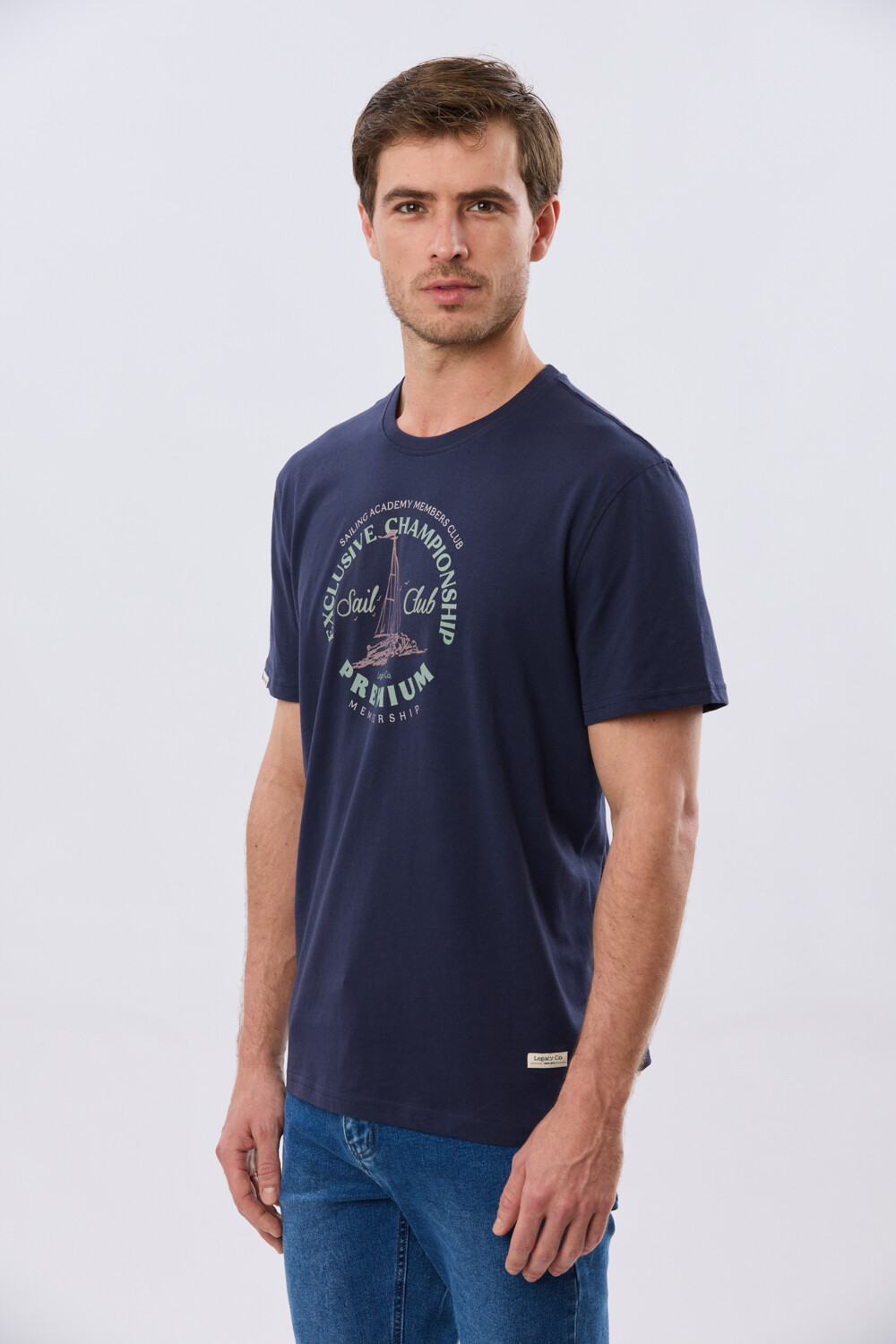 REMERA ESTAMPADA DE ALGODÓN Azul