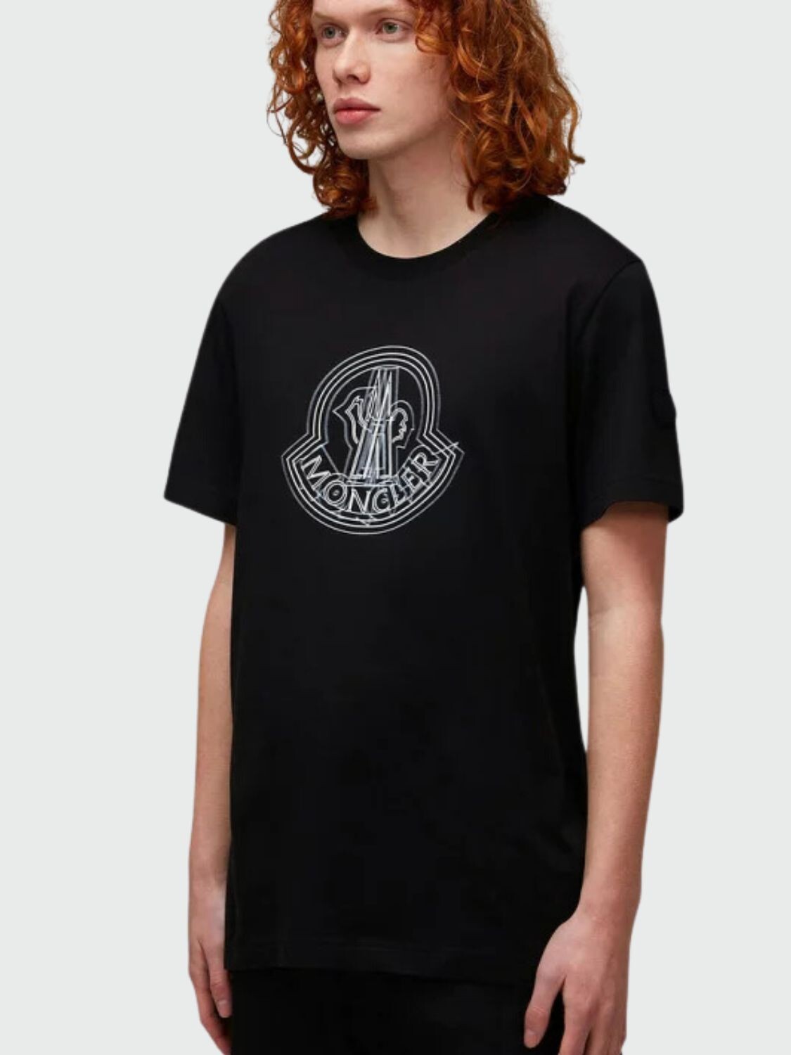 Moncler - Remera de algodón con logo Negro