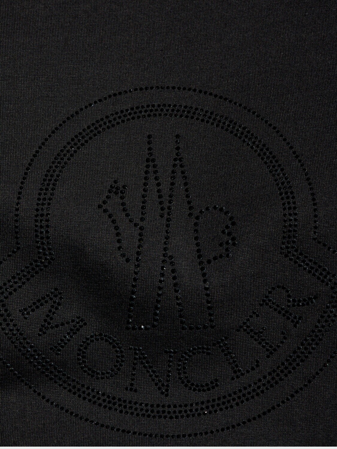 Moncler - Remera manga corta con logo con cristales Negro