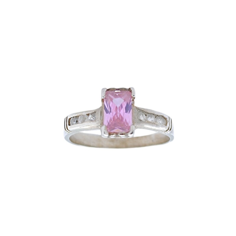 Anillo Halo-Plata 950-Piedra Zirconia rosa y blanca-AN4083 conpiedra