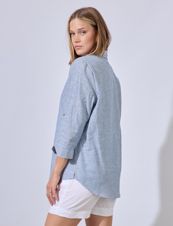 Blusa Lino Stripes AZUL