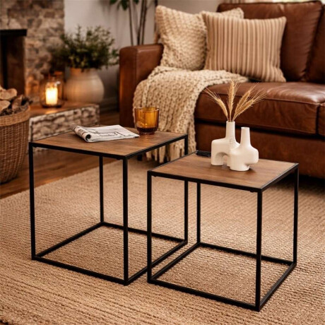 Set 2 Mesas Aux 37X37X405/33X33X355Cm Madera