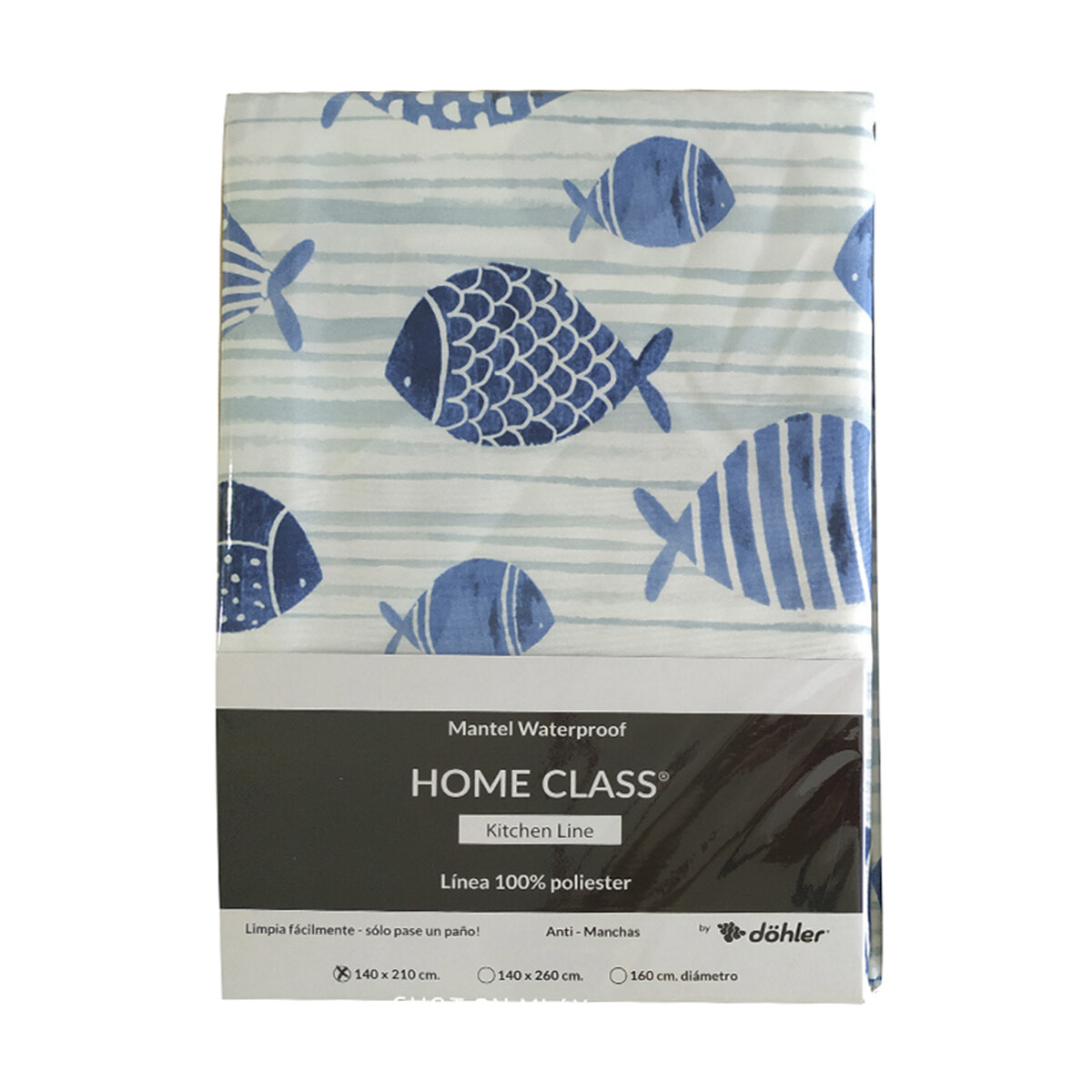 Mantel Redondo Waterproof Home Class 160 cm - Peces 