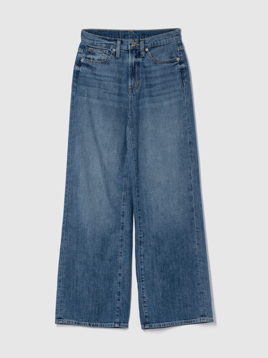 Jean Wide Leg Tiro Alto Mujer - Medium Wash 