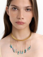 Collar Rígido Con Flecos Y Piedras multicolor