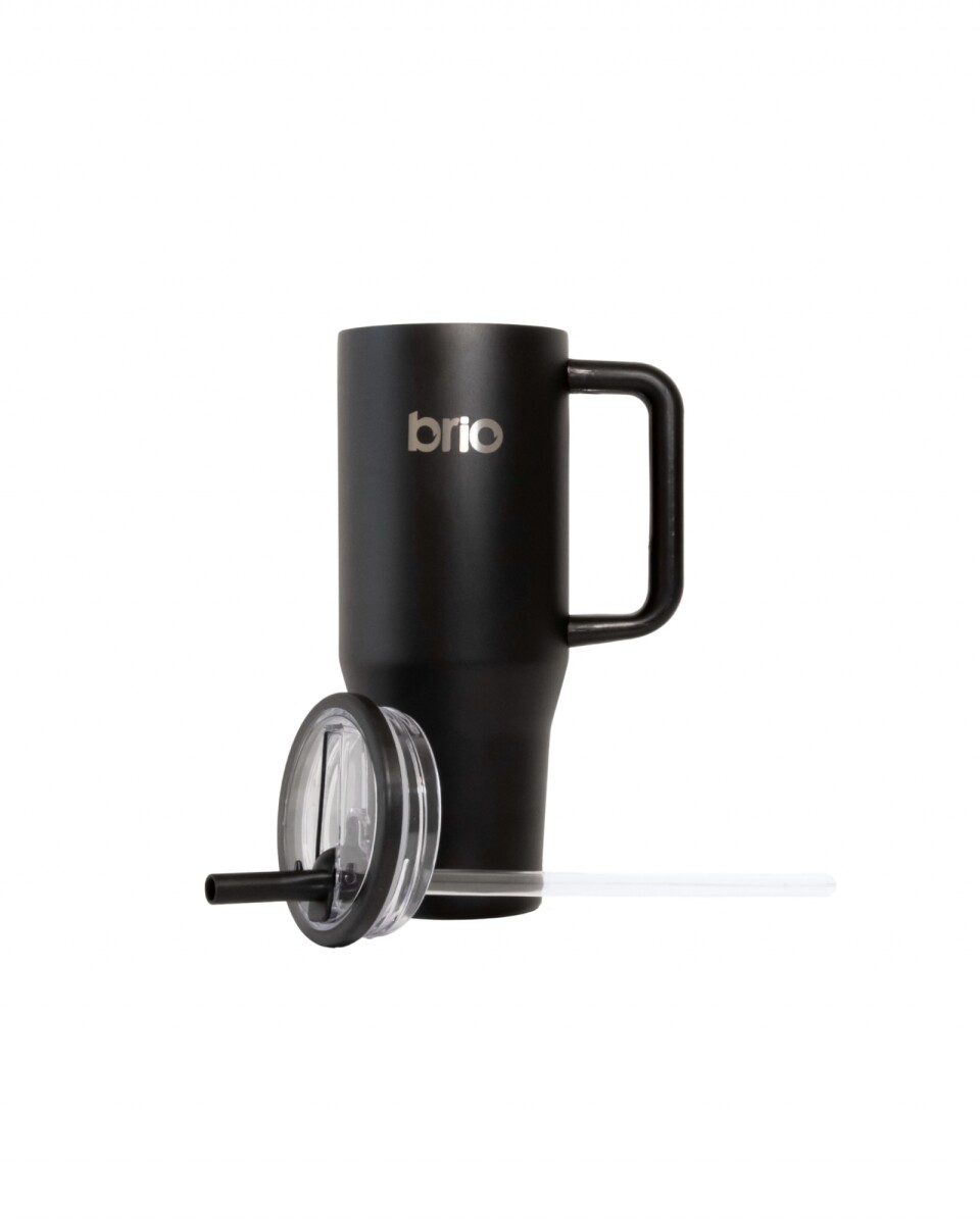 Vaso Térmico Brio Con Tapa Y Sorbito 1200 Ml - Negro 