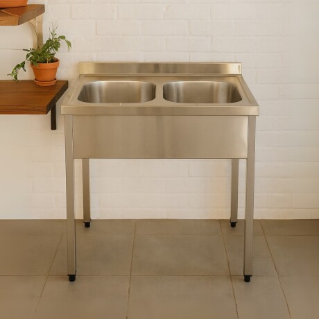 Mesada de Lavado con 2 Piletas Centrales de Acero Inoxidable 120 x 70 x 85 cm Mesada de Lavado con 2 Piletas Centrales de Acero Inoxidable 120 x 70 x 85 cm