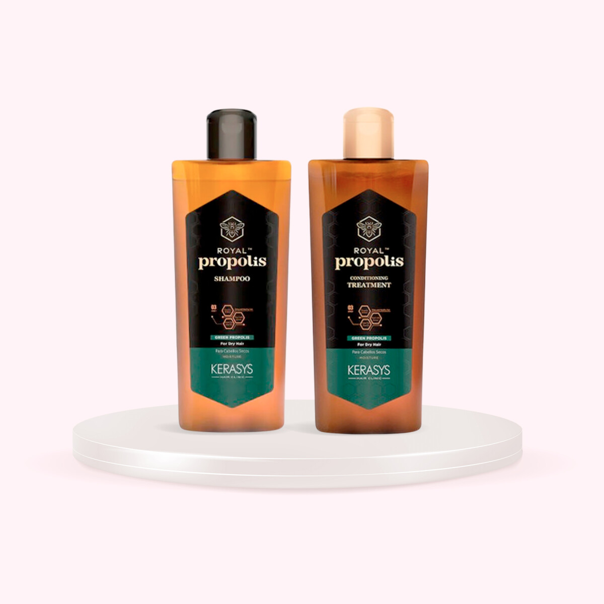 DÚO CAPILAR SHAMPOO + ACONDICIONADOR GREEN PROPOLIS - (180 ml) - Para cabellos secos y encrespados. Nutrición, hidratación. 