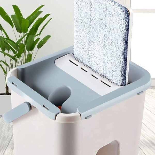 Mopa Fregona Plana Con Balde Cubo Escurrir Sin Usar Manos Variante Color Crema