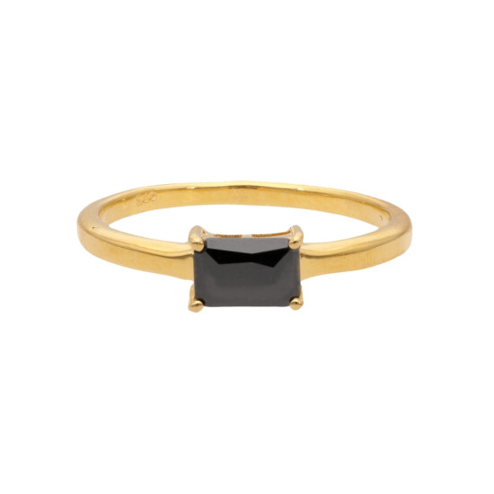 Anillo Karvik solitario de plata 925 bañado en oro 18K 0