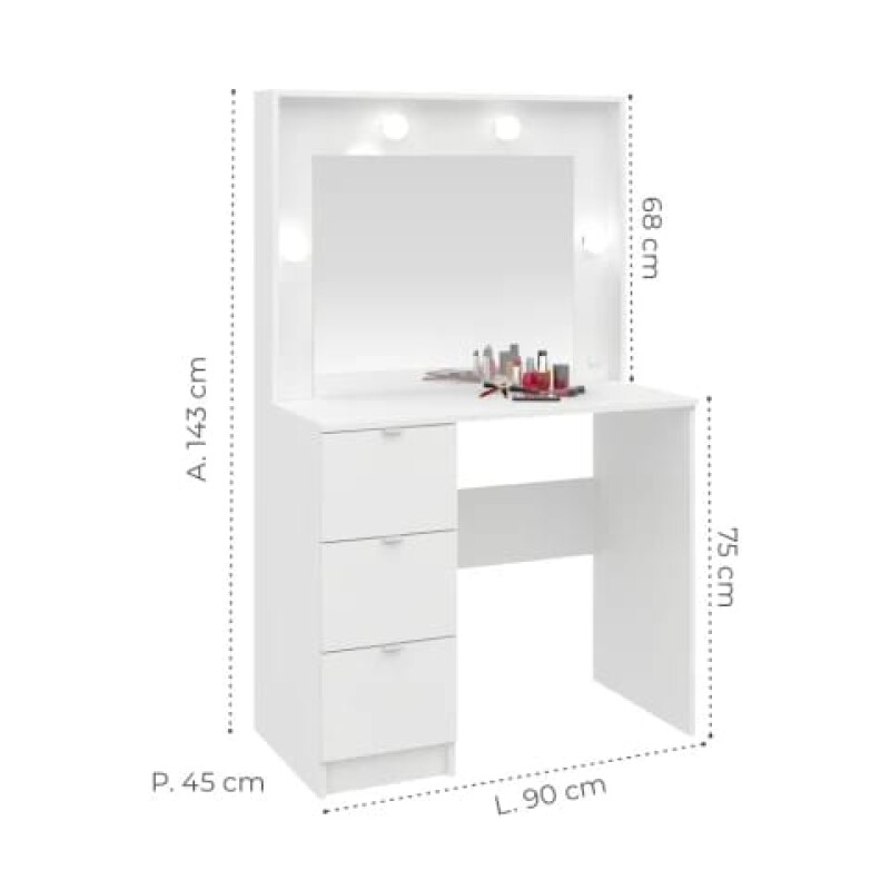 Mueble Tocador Con Espejo Porta Lámparas Luz Maquillaje Mueble Tocador Con Espejo Porta Lámparas Luz Maquillaje