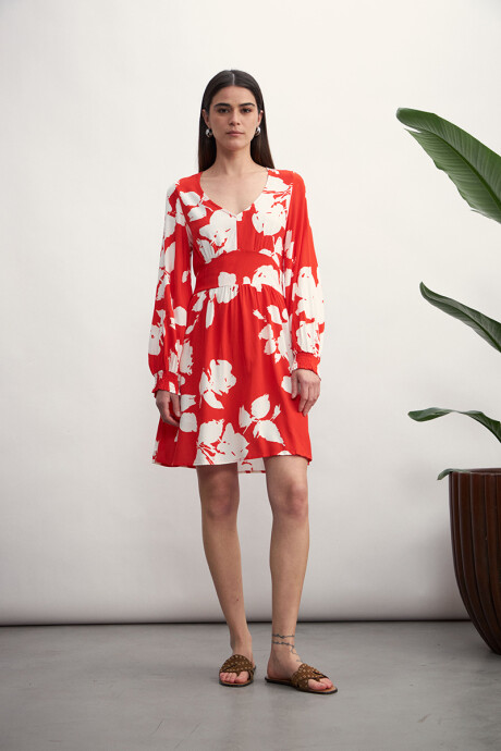 Vestido Sara Rojo estampado