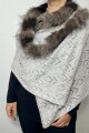 PASHMINA LANA C/DET. PIEL CUELLO GRIS