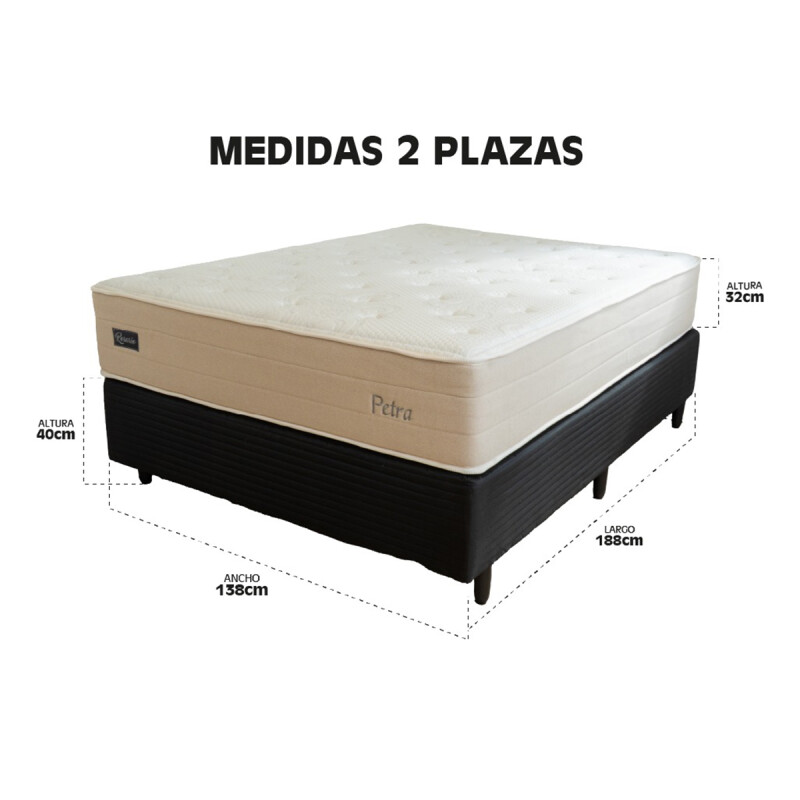 Conjunto Sommier Petra Rosario 2 Plazas 1.38x1.88x0.33 Resortes Y Espuma Conjunto Sommier Petra Rosario 2 Plazas 1.38x1.88x0.33 Resortes Y Espuma