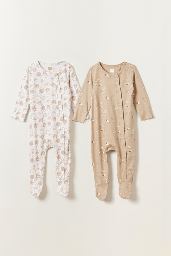 Pack x2 enterito pijama estampado Rey Leon Beige