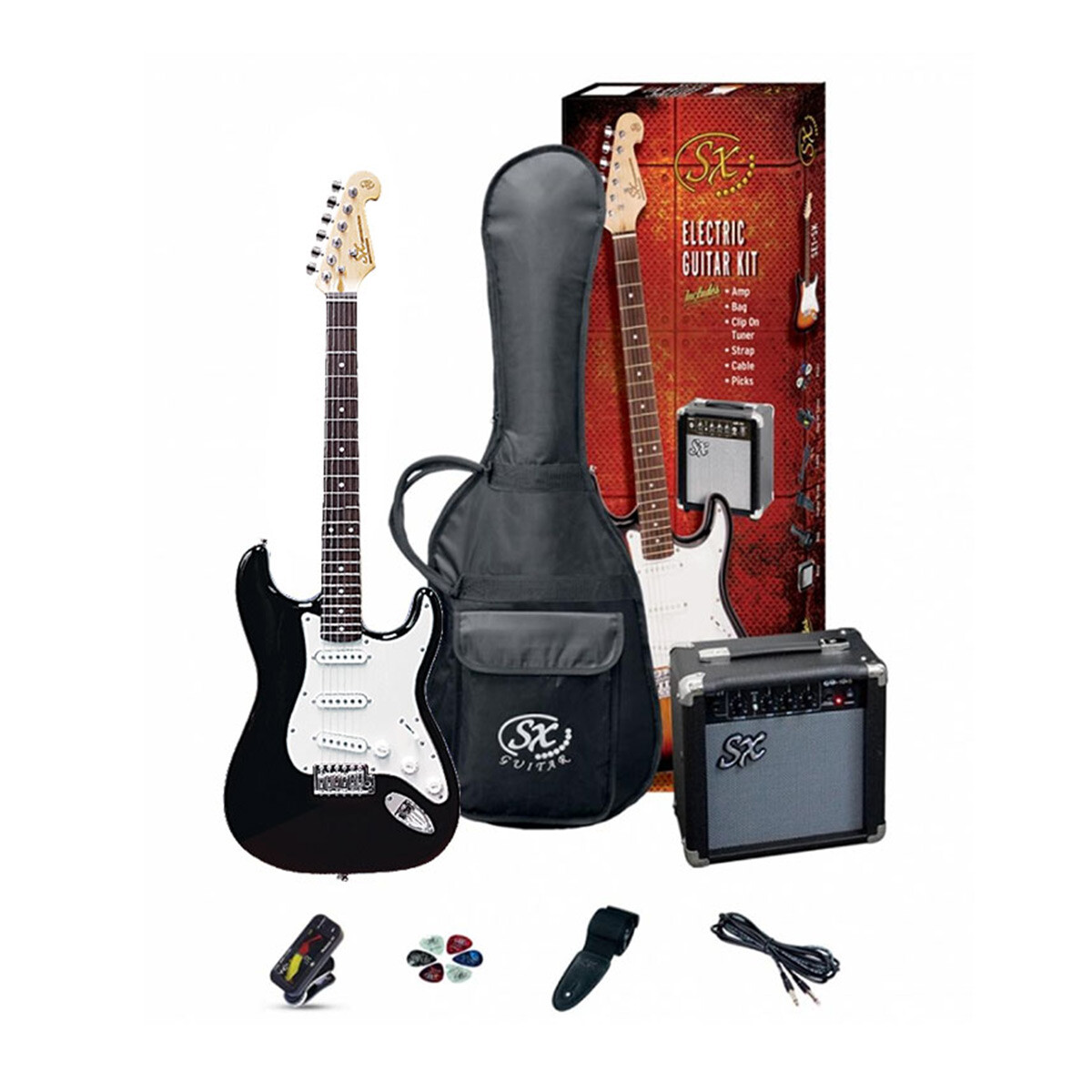 Pack Guitarra Eléctrica Sx Se1sk Strato 3/4 Black 